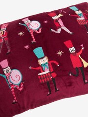 Pink/Plum Christmas Nutcracker Embroidered Velvet Rectangular Cushion - Image 6 of 6