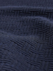 Navy Blue Zip Neck Premium Texture Crew Sweatshirt - Image 8 of 8