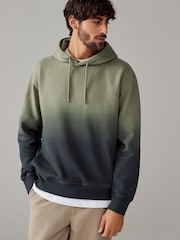أخضر - Ombre Dip-Dye Cotton Rich Jersey Hoodie - صورة 1 من 8