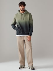 أخضر - Ombre Dip-Dye Cotton Rich Jersey Hoodie - صورة 2 من 8