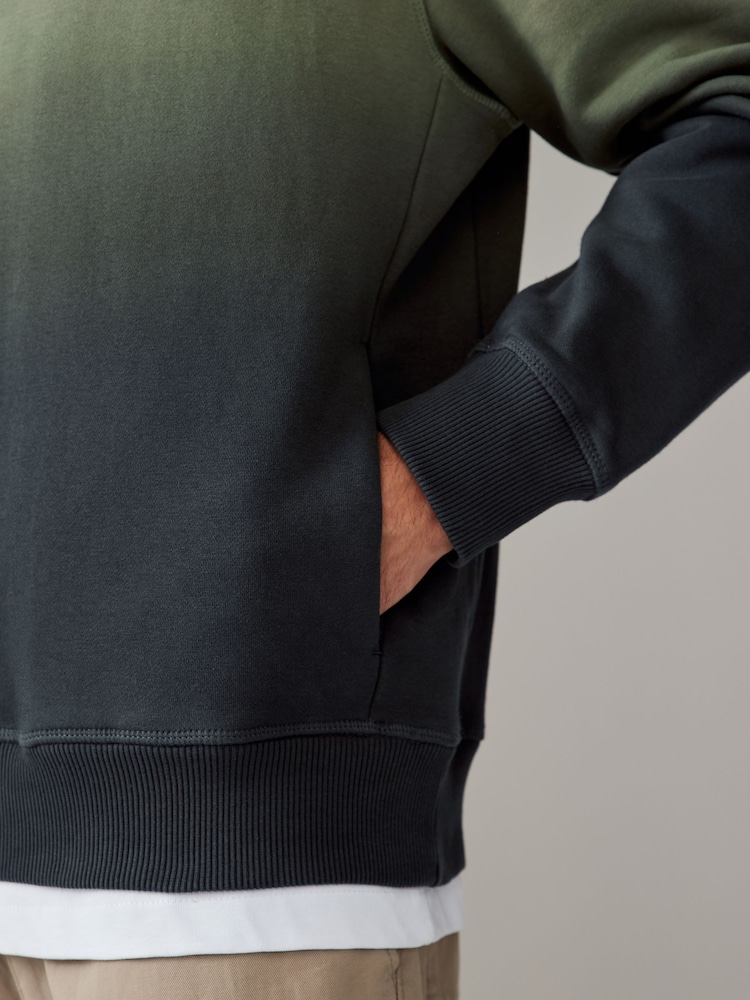 Green Ombre Dip-Dye Cotton Rich Jersey Hoodie - Image 5 of 8