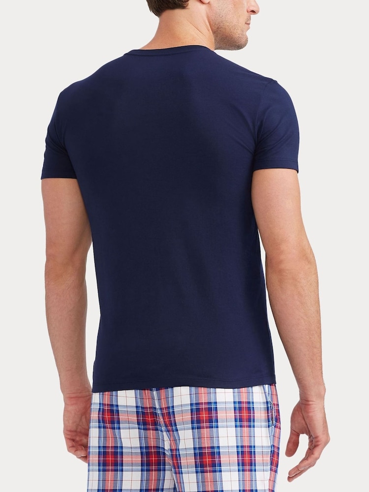 Granatowy - Polo Ralph Lauren Slim 100% Cotton T-Shirts 3 Pack - Image 3 of 9