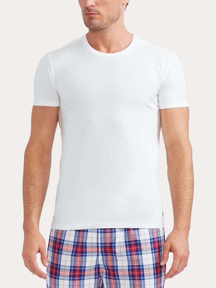 Granatowy - Polo Ralph Lauren Slim 100% Cotton T-Shirts 3 Pack - Image 5 of 9