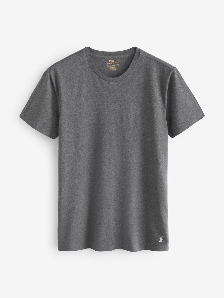 Granatowy - Polo Ralph Lauren Slim 100% Cotton T-Shirts 3 Pack - Image 7 of 9