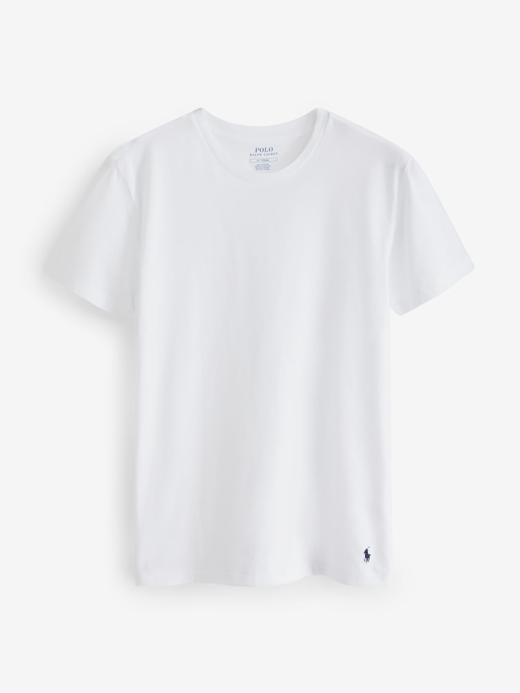 Granatowy - Polo Ralph Lauren Slim 100% Cotton T-Shirts 3 Pack - Image 8 of 9