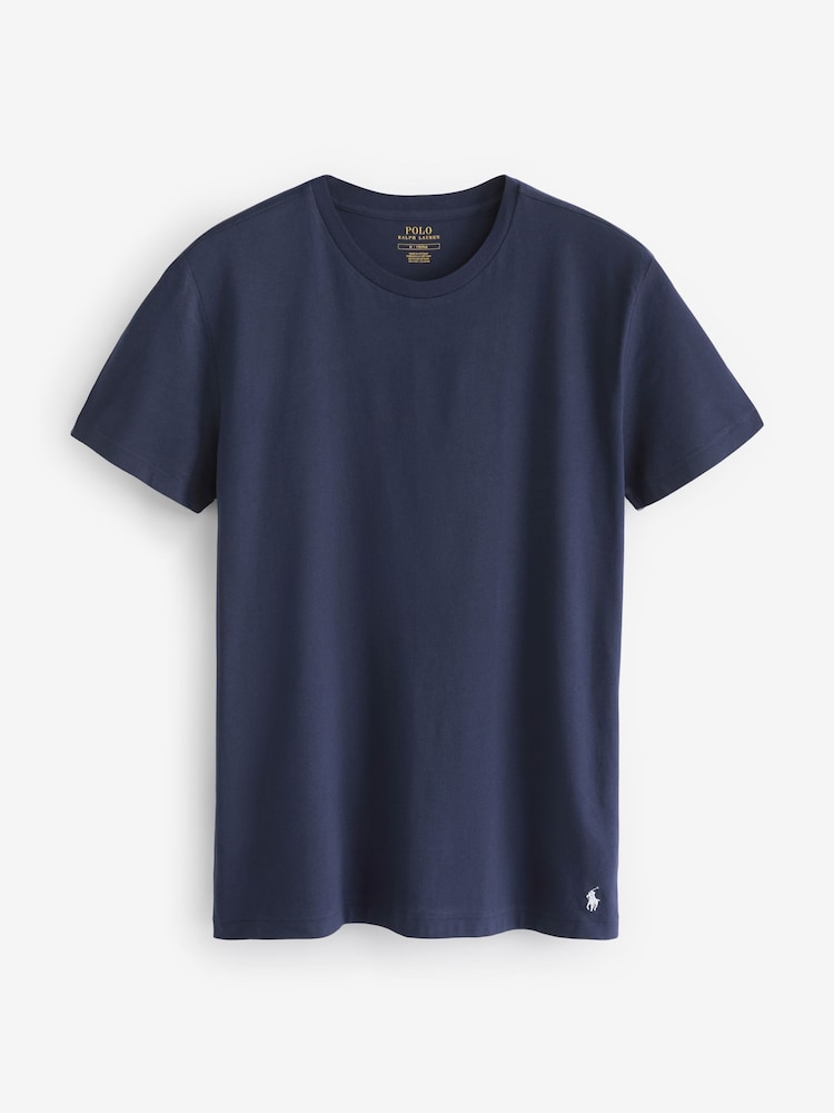Granatowy - Polo Ralph Lauren Slim 100% Cotton T-Shirts 3 Pack - Image 9 of 9