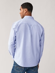 Blue Stripe Oxford Long Sleeve 100% Cotton Shirt - Image 3 of 8