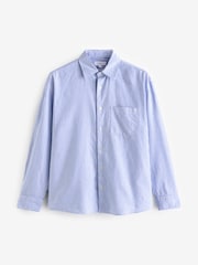Blue Stripe Oxford Long Sleeve 100% Cotton Shirt - Image 6 of 8