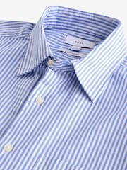 Blue Stripe Oxford Long Sleeve 100% Cotton Shirt - Image 7 of 8