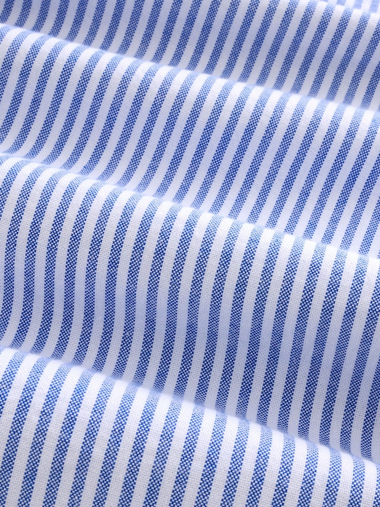 Blue Stripe Oxford Long Sleeve 100% Cotton Shirt - Image 8 of 8