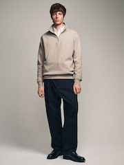 Ecru Jersey Cotton Rich Quarter Zip Sweatshirt - Image 2 of 8
