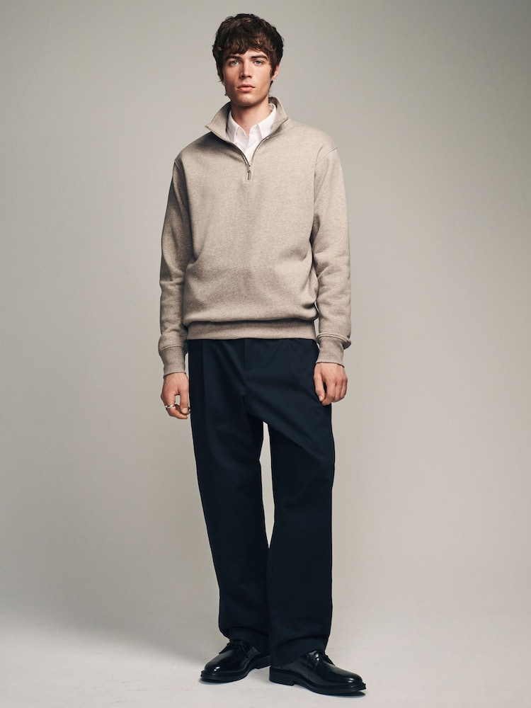 Ecru Jersey Cotton Rich Quarter Zip Sweatshirt - Image 2 of 8