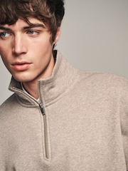 Ecru Jersey Cotton Rich Quarter Zip Sweatshirt - Image 4 of 8