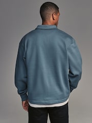 Blue Jersey Cotton Rich Quarter Zip Sweatshirt - Image 3 of 7