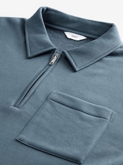 Blue Jersey Cotton Rich Quarter Zip Sweatshirt - Image 7 of 7