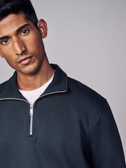 Navy Blue Jersey Cotton Rich Quarter Zip Sweatshirt - Image 3 of 8