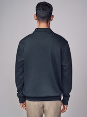 Navy Blue Jersey Cotton Rich Quarter Zip Sweatshirt - Image 4 of 8