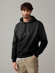 Black Ombre Dip-Dye Cotton Rich Jersey Hoodie - Image 1 of 8