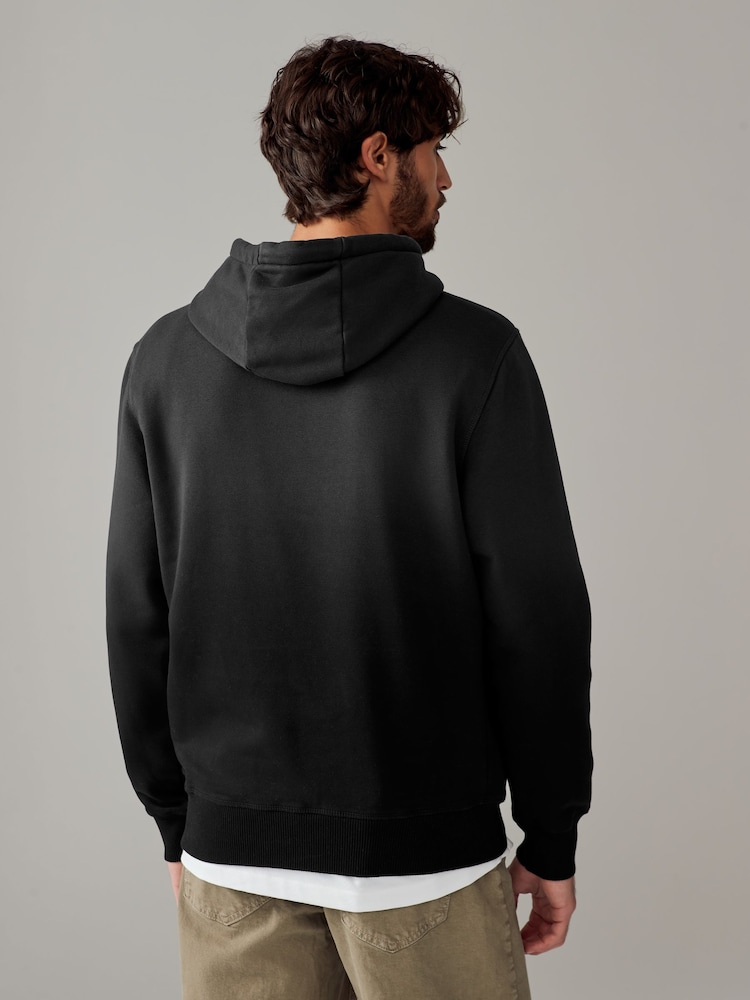 Black Ombre Dip-Dye Cotton Rich Jersey Hoodie - Image 2 of 8