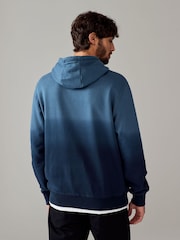 Navy Blue Ombre Dip-Dye Cotton Rich Jersey Hoodie - Image 3 of 7