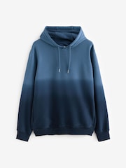 Navy Blue Ombre Dip-Dye Cotton Rich Jersey Hoodie - Image 5 of 7