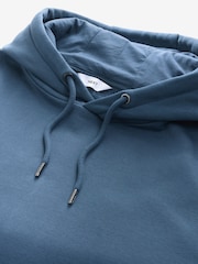 Navy Blue Ombre Dip-Dye Cotton Rich Jersey Hoodie - Image 6 of 7