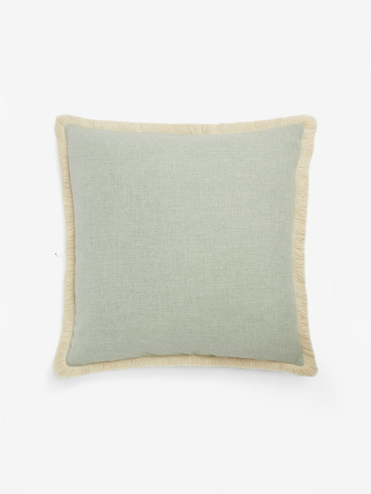 Sage Green Dalby Fringe Trim 50 x 50cm Cushion - Image 2 of 4