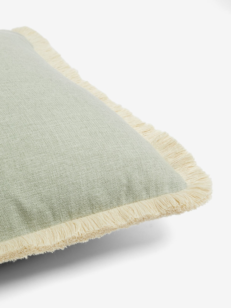 Sage Green Dalby Fringe Trim 50 x 50cm Cushion - Image 4 of 4