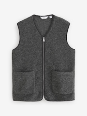 Slate Grey Wool Blend Fleece Gilet - Image 7 of 10