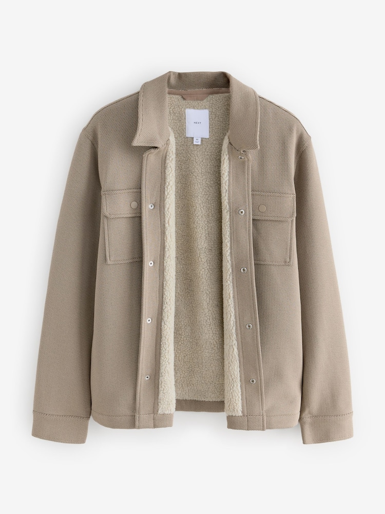 Neutral Borg Fleece Lined Shacket - Image 2 of 12