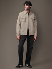 Neutral Borg Fleece Lined Shacket - Image 3 of 12