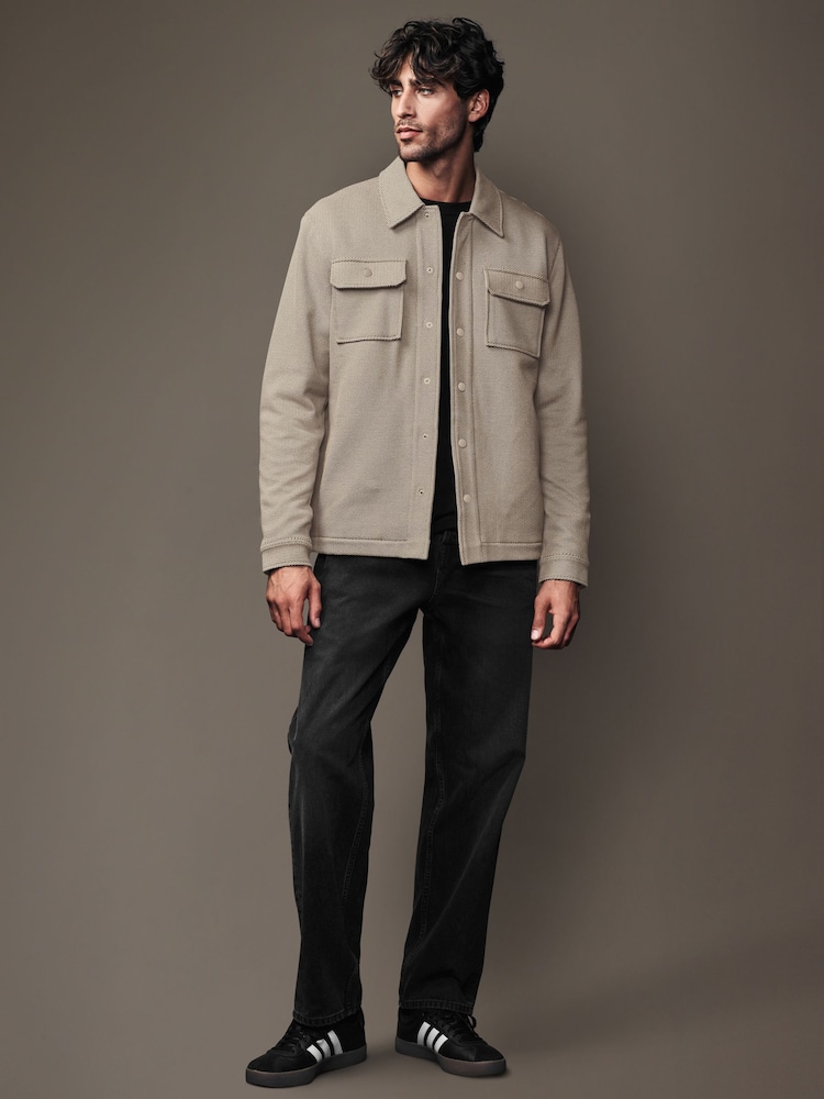 Бежевий - штучне хутро Fleece Lined Куртка-сорочка - Image 3 of 12
