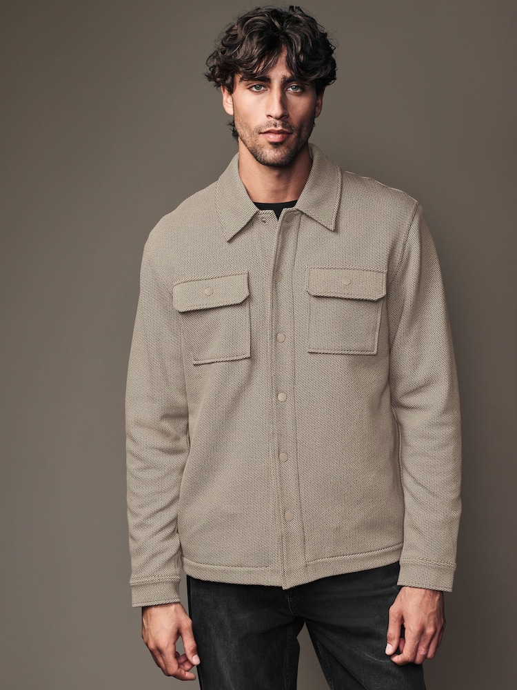 Бежевий - штучне хутро Fleece Lined Куртка-сорочка - Image 5 of 12