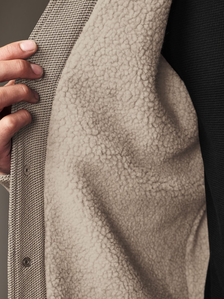 Бежевий - штучне хутро Fleece Lined Куртка-сорочка - Image 8 of 12