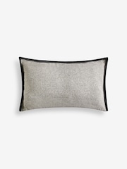Black 40 x 59cm Aubrey Tweed Velour Trim Cushion - Image 3 of 5