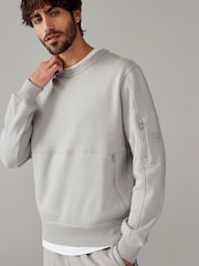 Grey Crew Sweatshirt Utility Sweat Top - Image 1 of 9