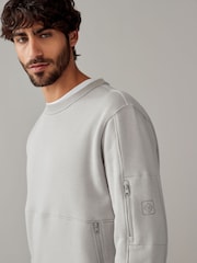 Grey Crew Sweatshirt Utility Sweat Top - Image 3 of 9