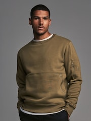 Green Crew Sweatshirt Utility Sweat Top - Image 1 of 8