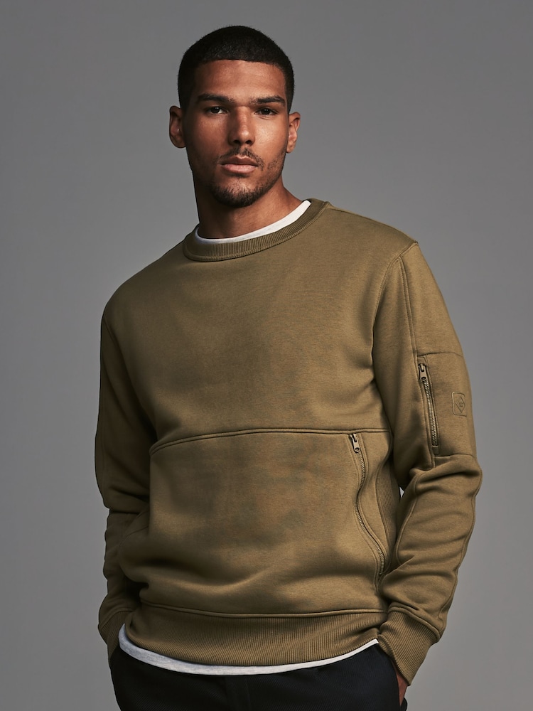 Green Crew Sweatshirt Utility Sweat Top - Image 1 of 8
