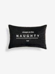 Black/White Naughty or Nice Reversible Velvet Rectangular Christmas Cushion - Image 6 of 6