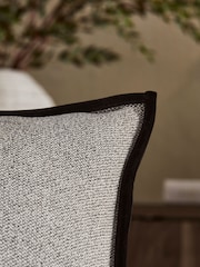 Black 50 x 50cm Aubrey Tweed Velour Trim Cushion - Image 2 of 4