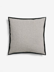 Black 50 x 50cm Aubrey Tweed Velour Trim Cushion - Image 3 of 4
