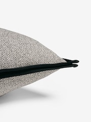 Black 50 x 50cm Aubrey Tweed Velour Trim Cushion - Image 4 of 4