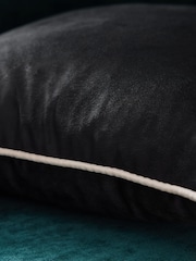 Black 59 x 59cm Matte Velvet Contrast Pipe Cushion - Image 5 of 6