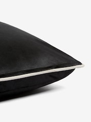 Black 59 x 59cm Matte Velvet Contrast Pipe Cushion - Image 6 of 6