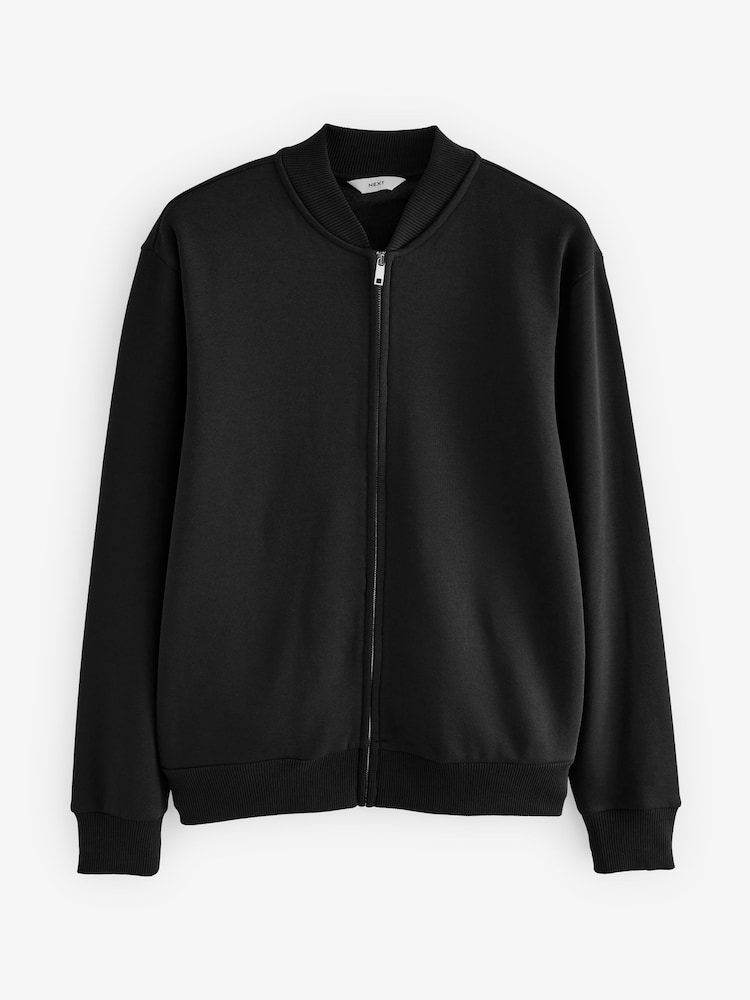 Black Cotton Rich Jersey Bomber Jacket - Image 6 of 10