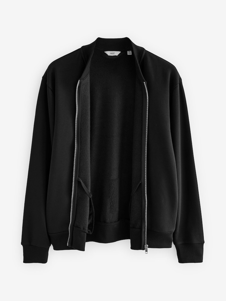 Black Cotton Rich Jersey Bomber Jacket - Image 7 of 10