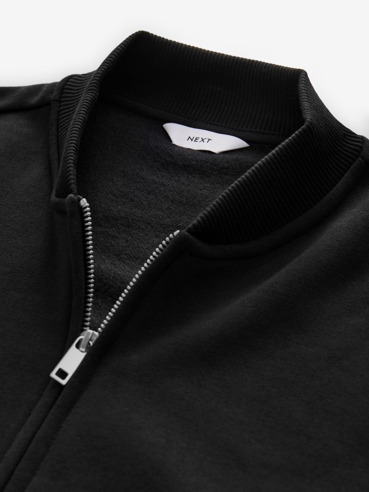 Black Cotton Rich Jersey Bomber Jacket - Image 8 of 10