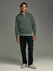 Green Jersey Cotton Rich Quarter Zip Sweatshirt - Image 2 of 7