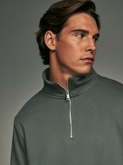 Green Jersey Cotton Rich Quarter Zip Sweatshirt - Image 4 of 7